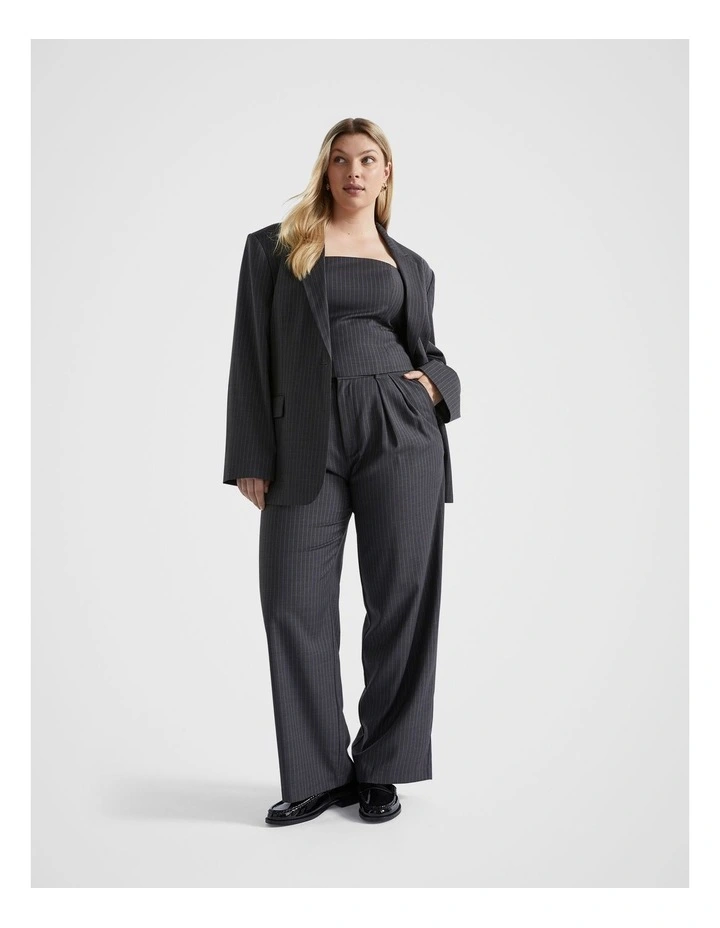Wool Blend Trouser in Steel Pinstripe