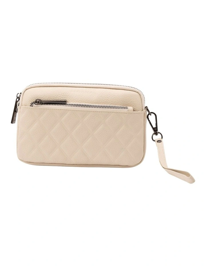 Rebecca Leather Quilted Crossbody Bag in Cream