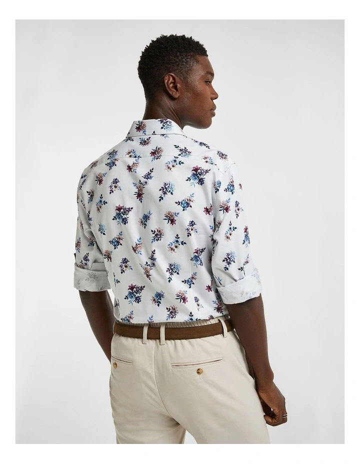 Salvador Slim Floral Shirt in White
