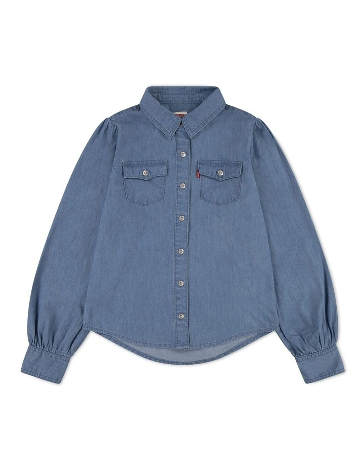 Full Sleeve Western Denim Shirt in Clean Medium
