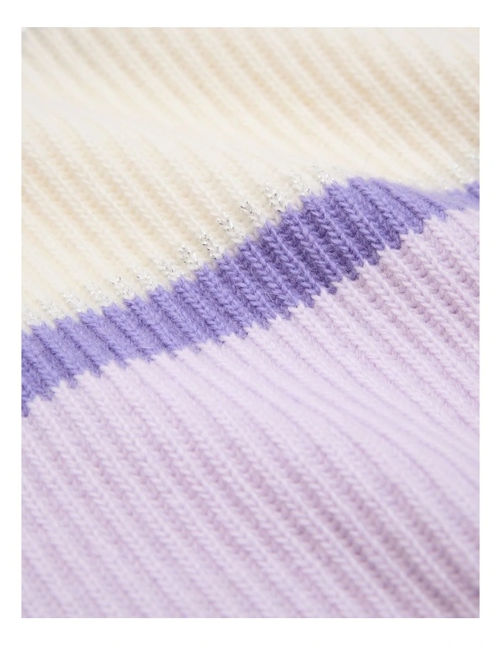 Rib Knit Pullover in Lilac Stripe