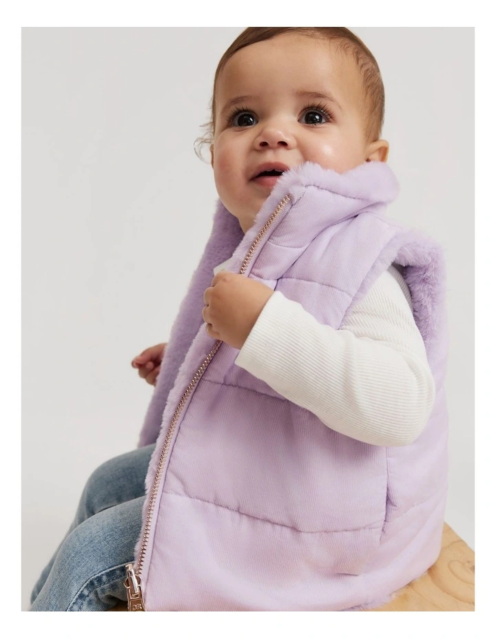 Reversible Faux Fur Vest in Lilac