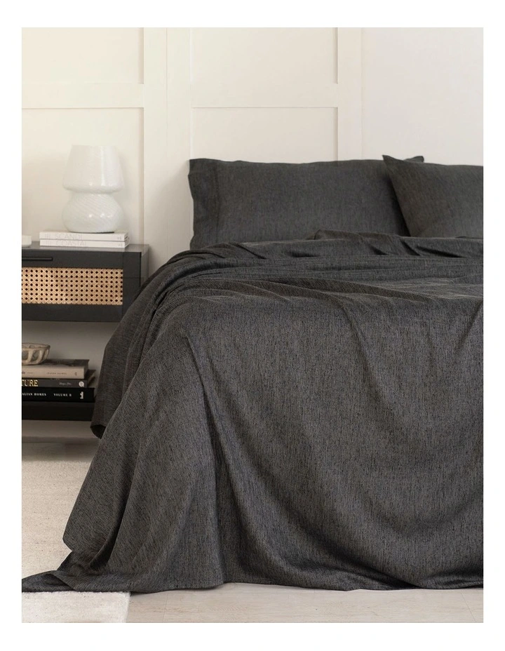 Luxury Linen Queen Sheet Set in Charcoal