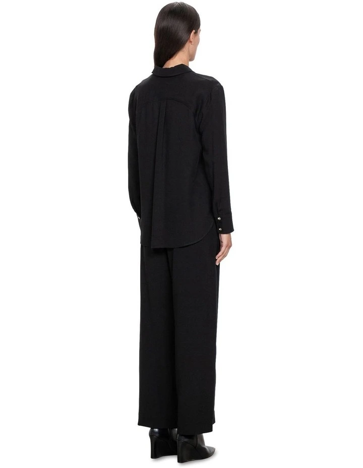 European Twill Wide Leg Pant in Black