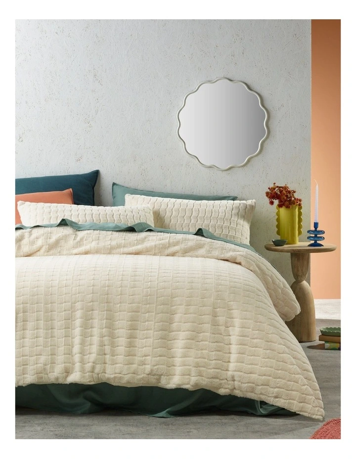 Furrrever Faux Fur Quilt Cover Set in Cream
