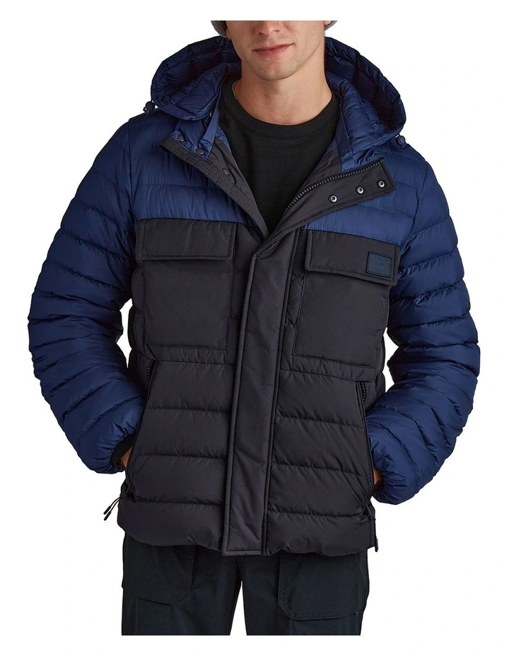 2 Tone Puffer Jacket in Deep Blue