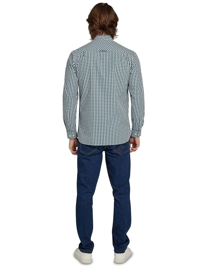 Classic Poplin Gingham Long Sleeve Shirt in Forest