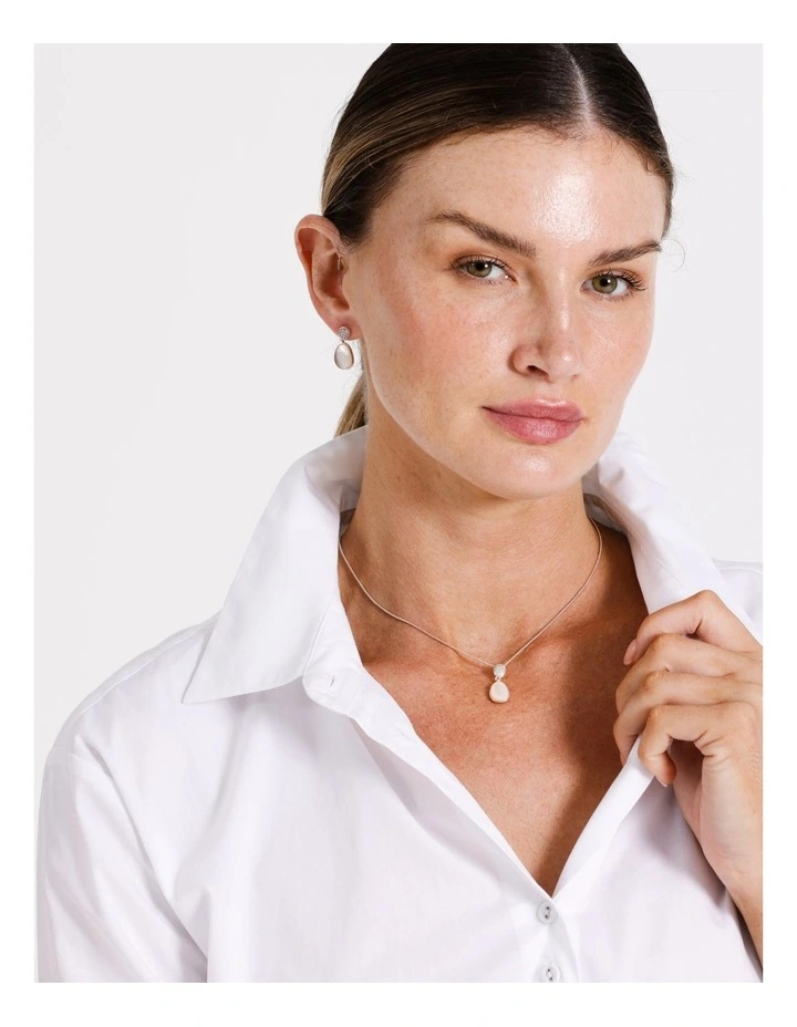 Mother of Pearl Necklace & Earring Gift Box Set in Rose Gold