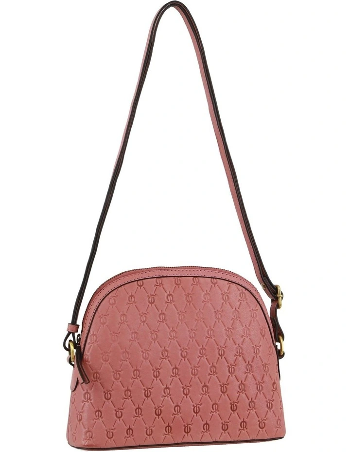 Leather Diamond Embossed Design Cross-body Bag in Red