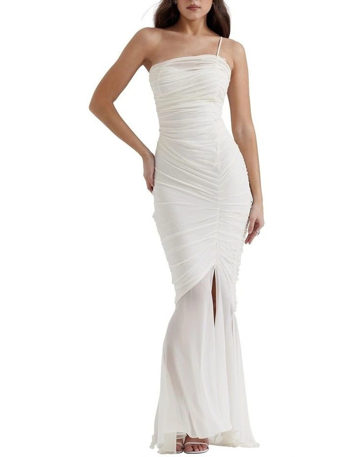 Ruched Maxi Dress in Pearla