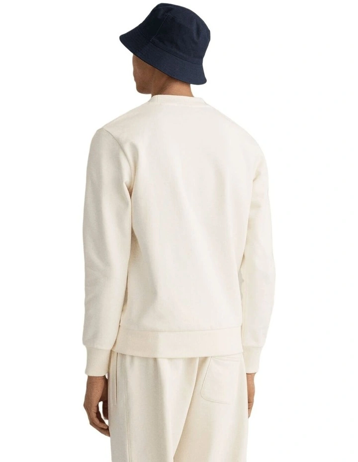 Tonal Shield Crew Neck Sweatshirt in Eggshell