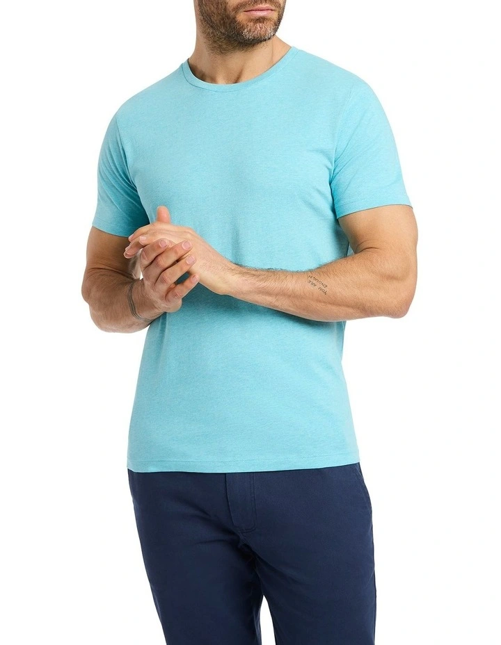Brando Crew Neck Tee in Aqua Marle
