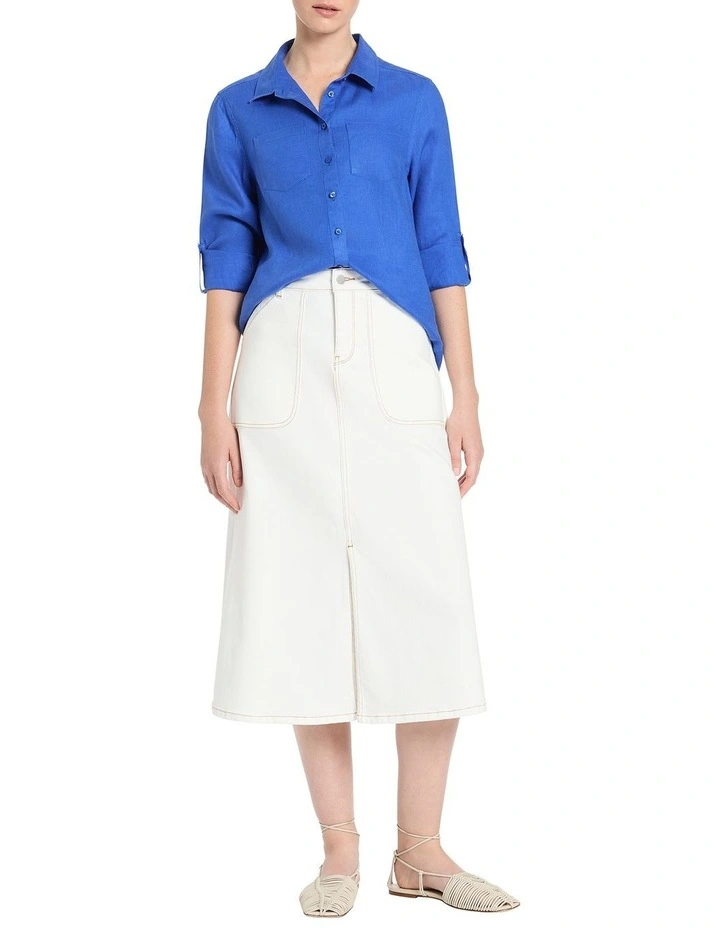 Everly Linen Shirt in Cameo Blue
