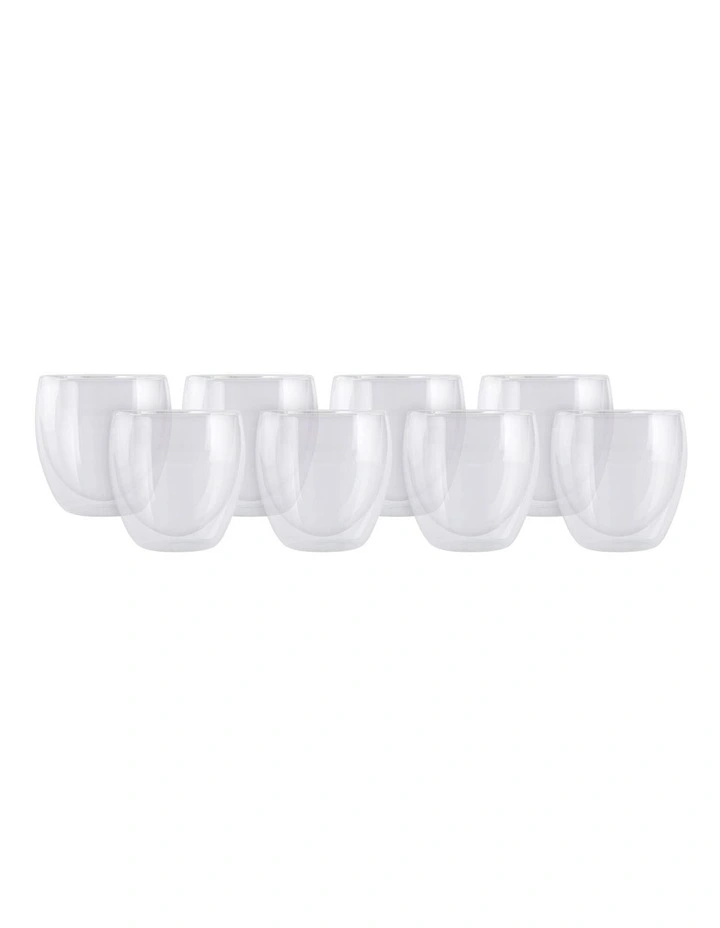 Blend Double Wall Cup 250ML Set of 8 Gift Boxed in Clear