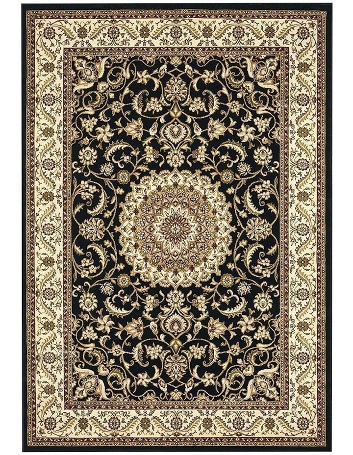 Sydney Collection Medallion Rug in Black/Ivory