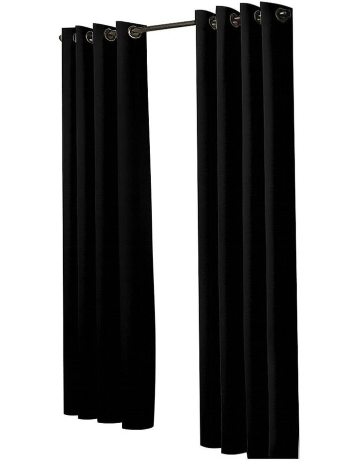 Blockout Curtains Panels 132x160cm x2 in Black