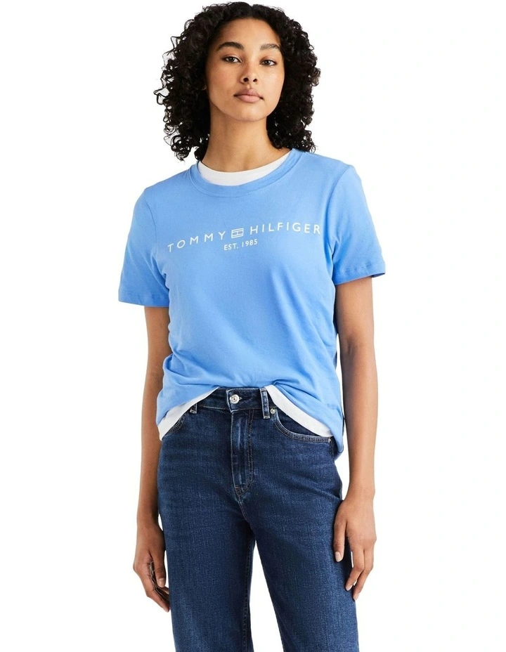 Regular Corp Logo Crew Neck Tee in Blue