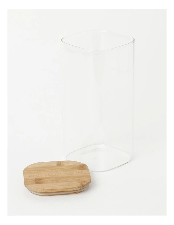 Square Storage Canister with Lid 1900ml in Bamboo/Glass