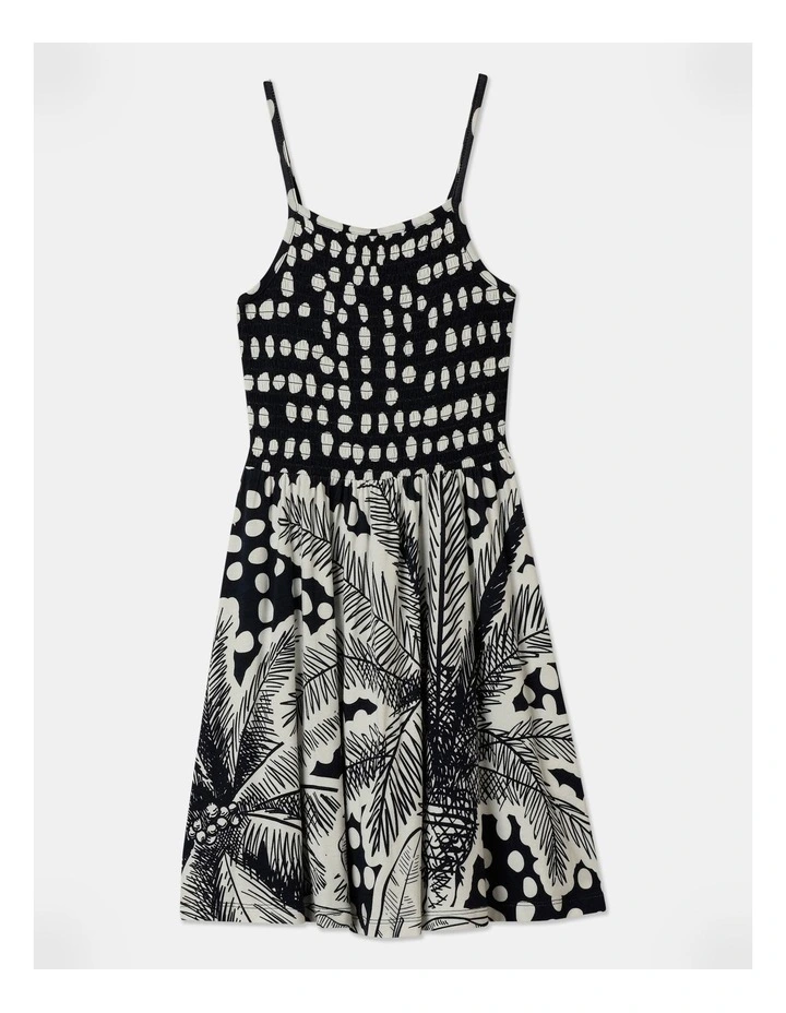 Shirred Dress in Navy