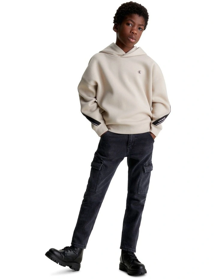 Pique Interlock Tape Hoodie in Plaza Taupe