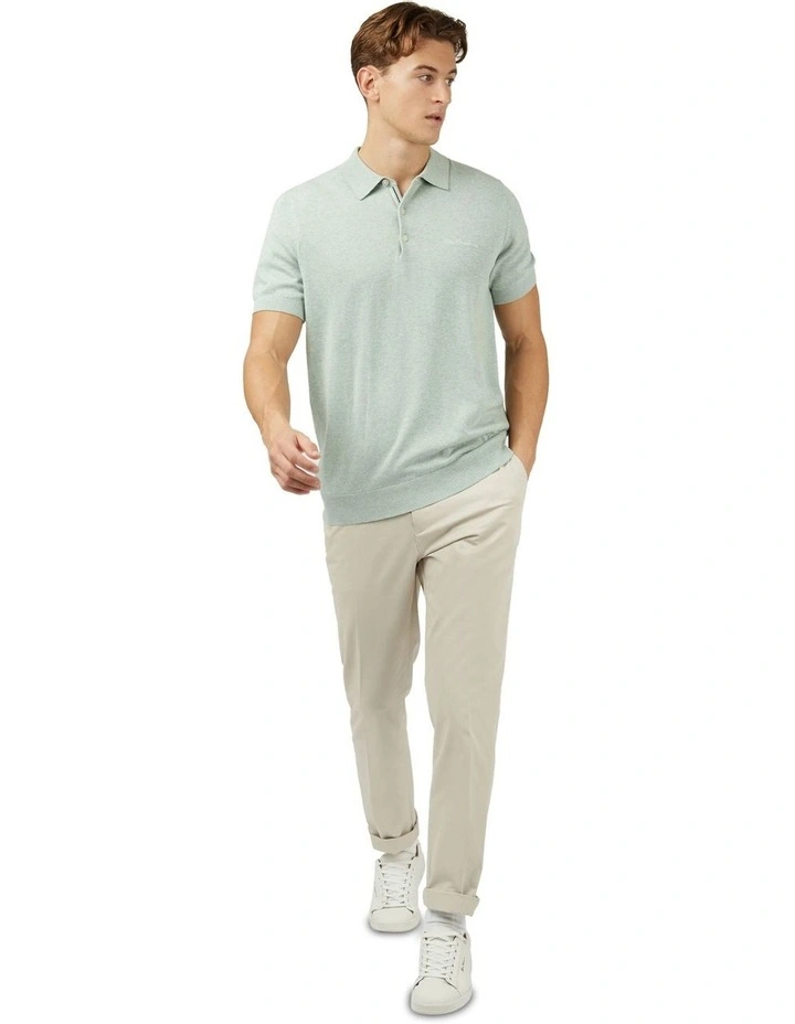 Signature Short Sleeve Knitted Polo T-shirt in Blue