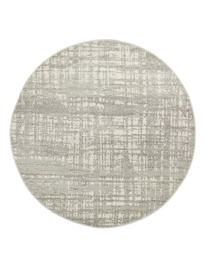 Mirage Ashley Abstract Modern Round Rug In Silver Grey