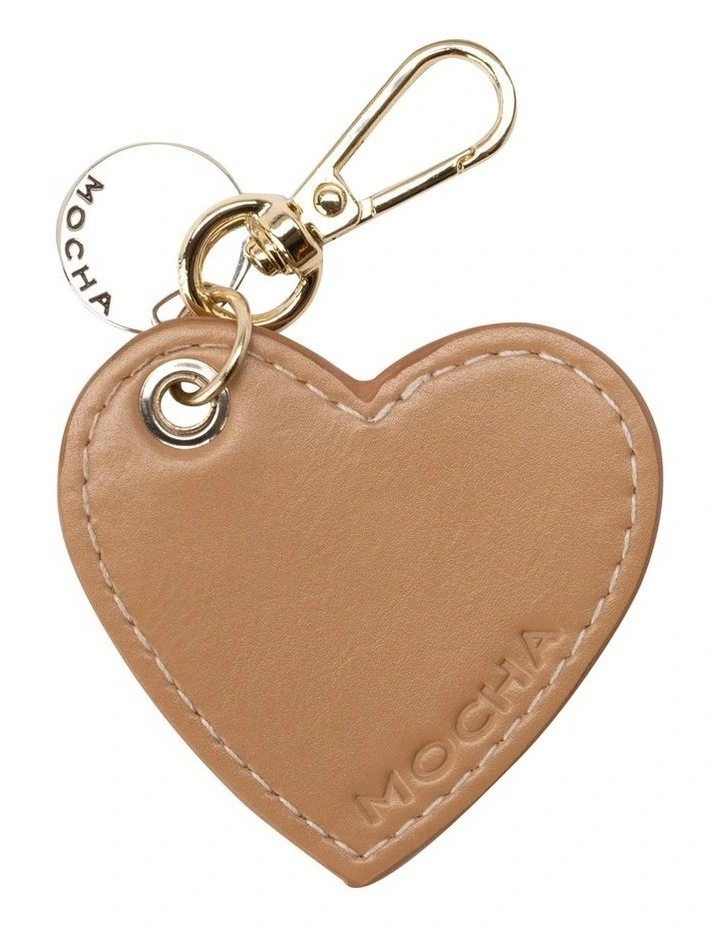 Carla Heart Keyring in Tan