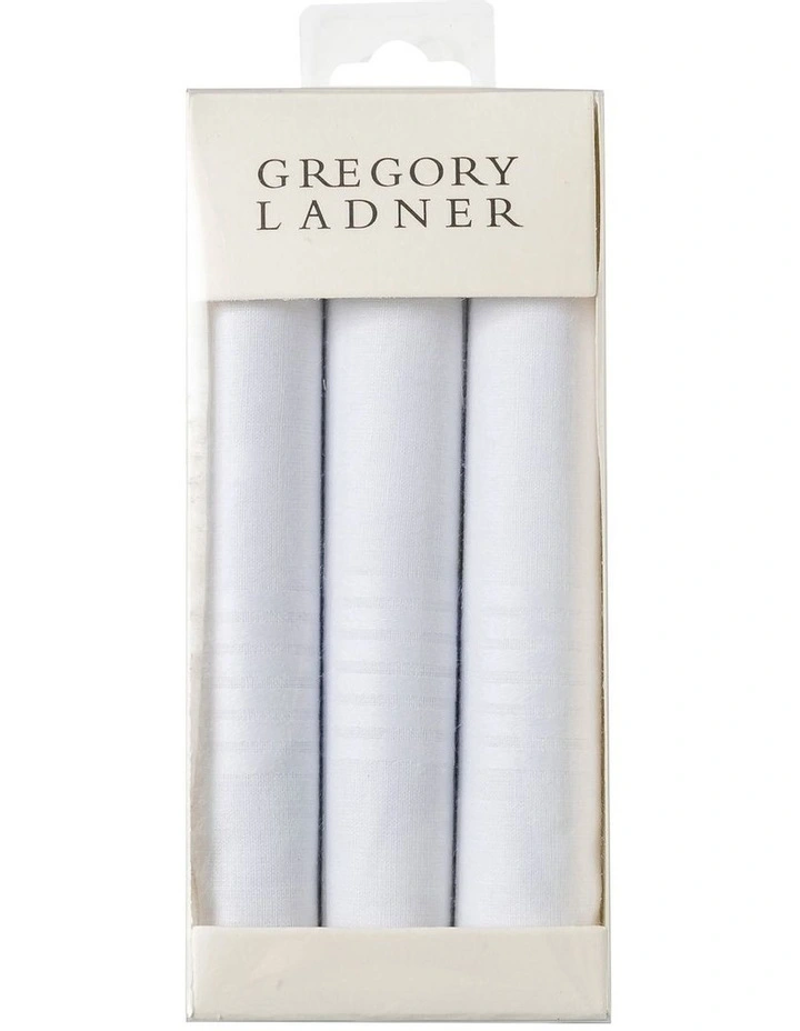 3 Pack Handkerchief in White