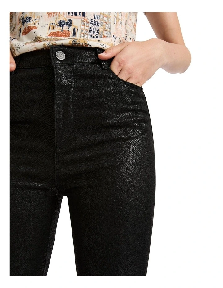 Lana Coated Straight Leg Jeans in Snake Print