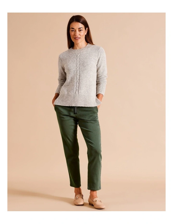 Organic Cotton Blend Relaxed Stretch Denim Pant In Khaki