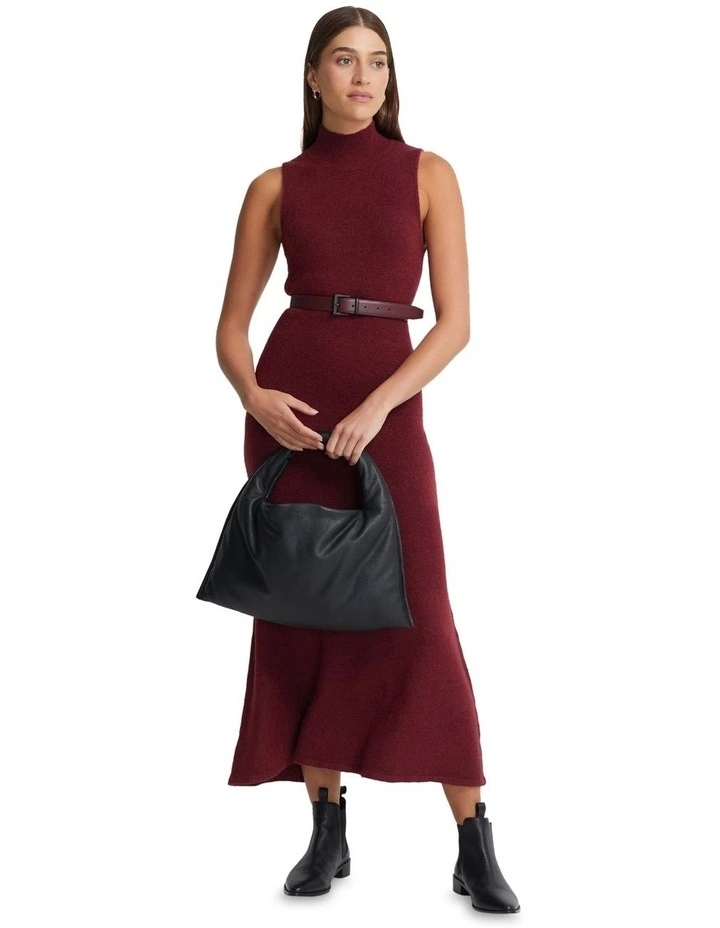 Renee Yak Blend Knitted Dress in Port