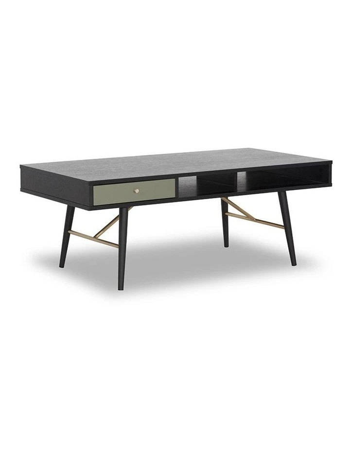 Omari 117cm Black & Green Oak Coffee Table