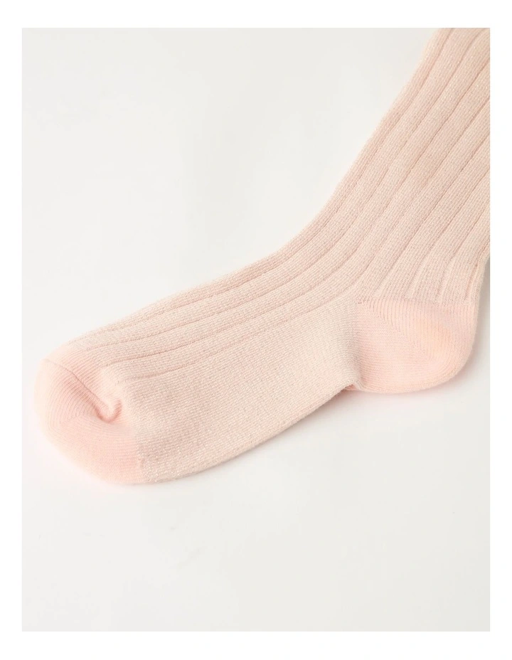 Rib Tights in Light Pink