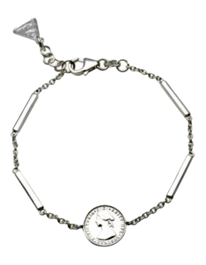 Single Tiny Australian Token And Bar Sterling Silver Bracelet