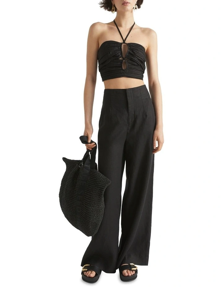 Linen Gathered Bodice in Black