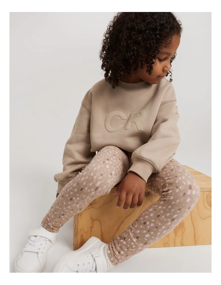 Organically Grown Cotton Blend Animal Legging in Mushroom