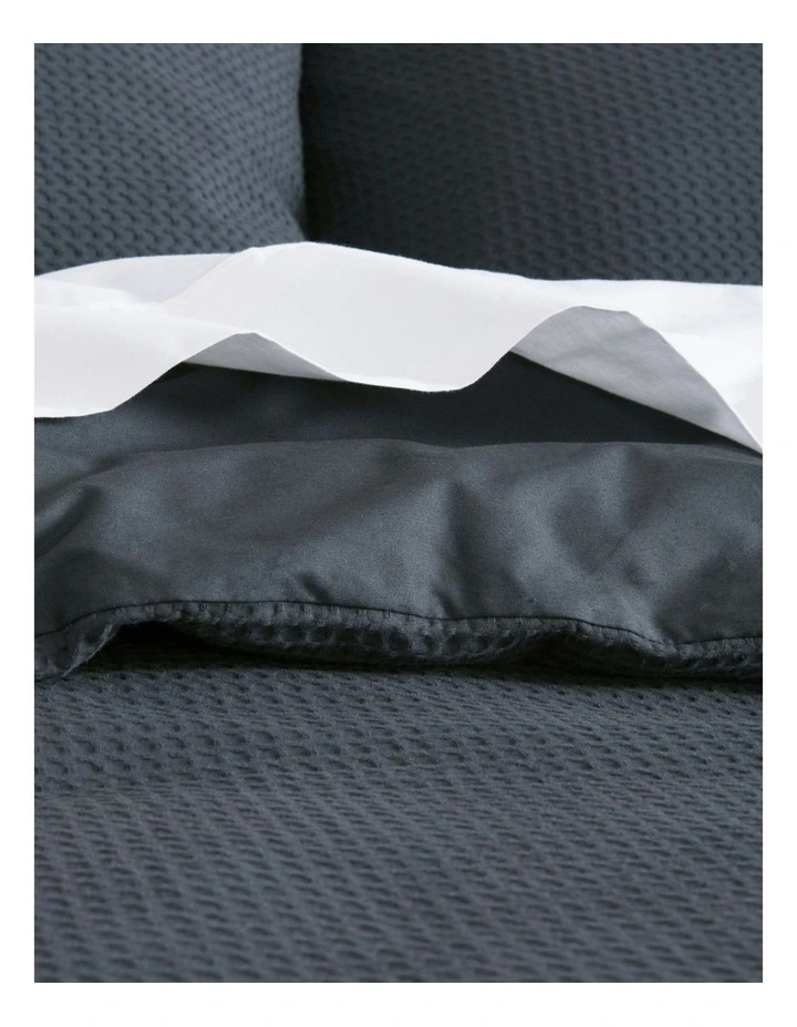 Cotton Rich Waffle Quilt Cover Set in Charcoal