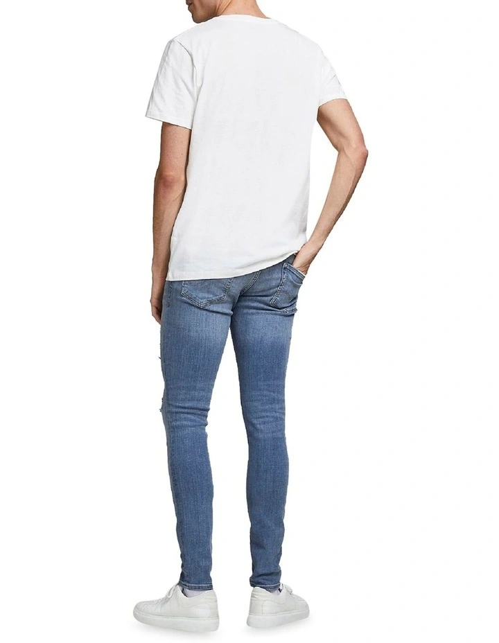 Liam Distressed Skinny Jeans in Mid Blues