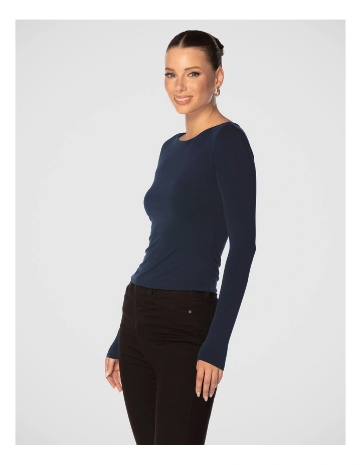 Alivia Boat Neck Top in Steel