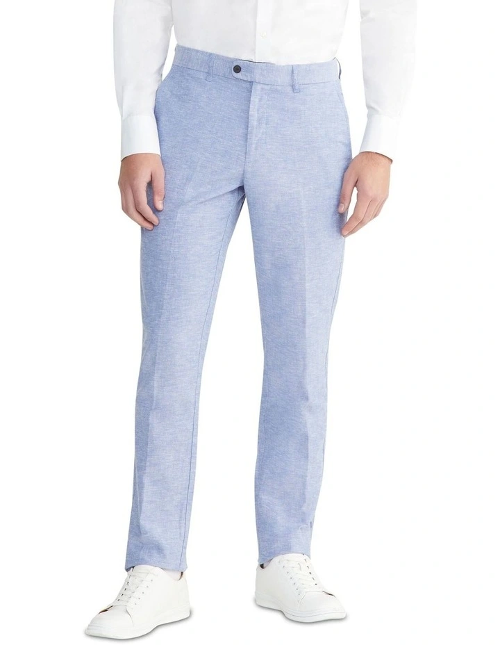 Slim Cas Linen Blend Pant in Sky