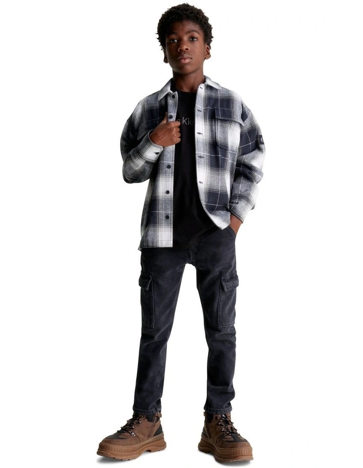 Checked Flannel Overshirt in Black