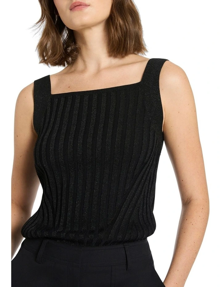 Leona Lurex Knit Tank in Black Sparkle