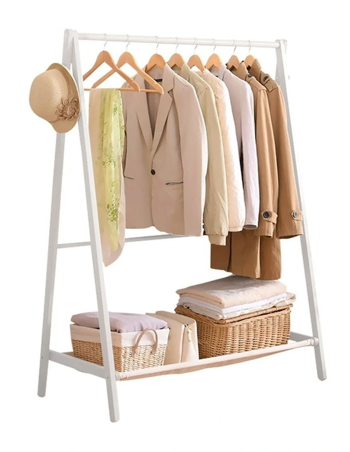 Wooden Clothes Rack 120cm in White