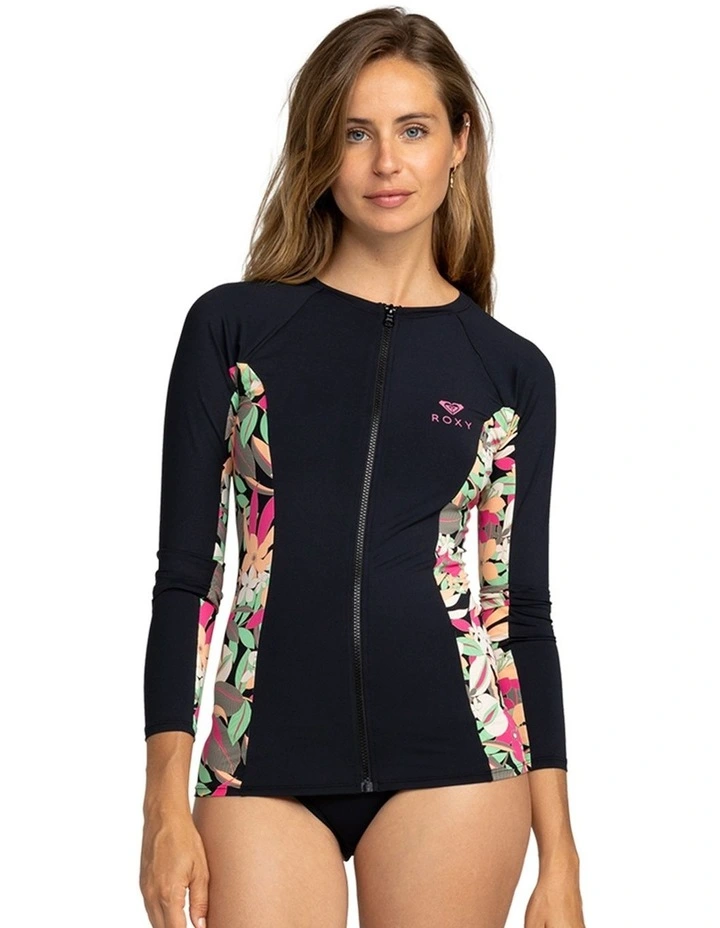 Long Sleeve Zipped Rash Vest in Anthracite Palmsongs