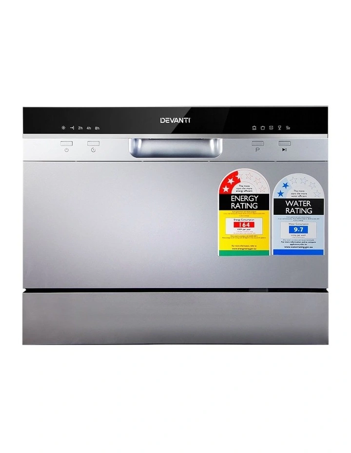 Devanti Benchtop Dishwasher 6 Place Settings in Silver