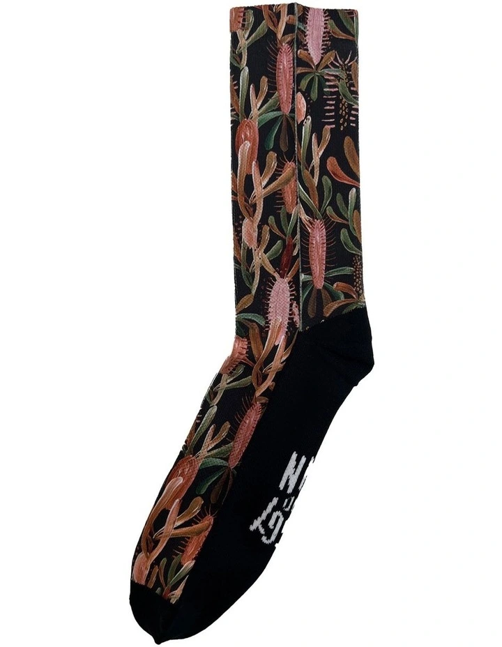 Recycled Polyester Socks Grass Tree in Black