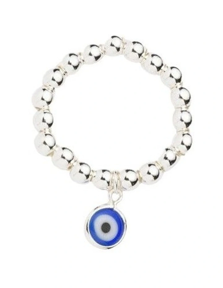 Isadora Stretchy Evil Eye Ring in Silver