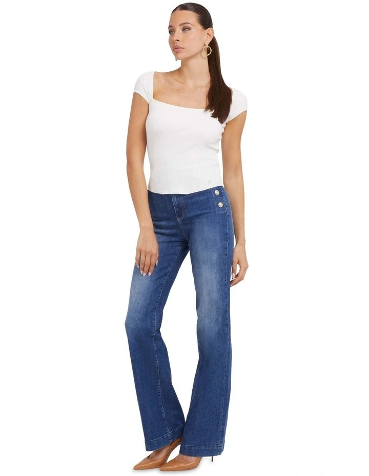 Short Sleeve Coline Sweater Top in Cream White