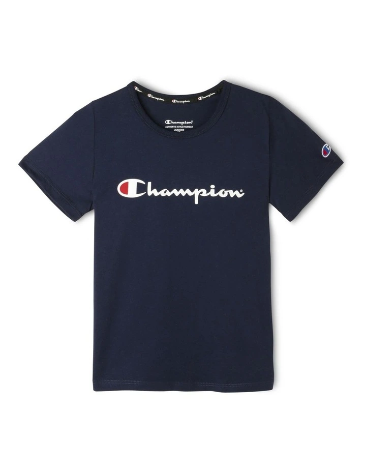 Script Short Sleeve Tee in Navy
