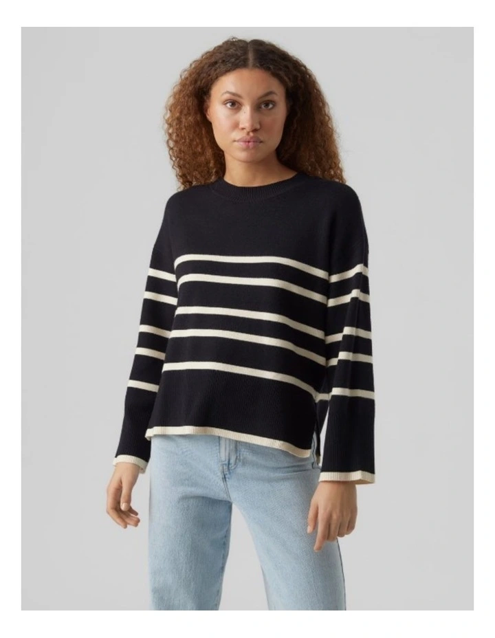 Saba Stripe Knitted Jumper in Black